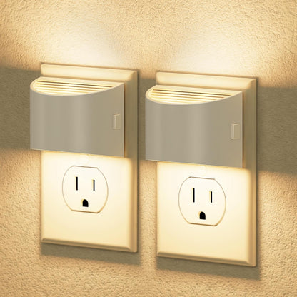 JandCase Night Light, Modern Night Lights Plug into Wall,2 Pack Dusk to Dawn Sensor Nightlight, Amber Brightness Adjustable Nightlight for Kids Bathroom Hallway Kitchen Bedroom Decor