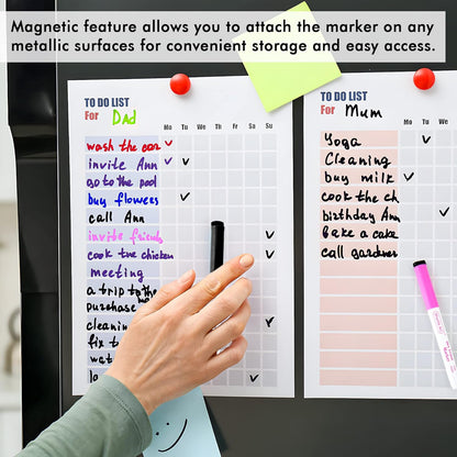 Shuttle Art Magnetic Whiteboard Markers, 20 Pieces Fine Tip and Eraser, Dry Erase Whiteboard Markers, for Writing on Whiteboards, Weekly Planner, Glass for School Office Home