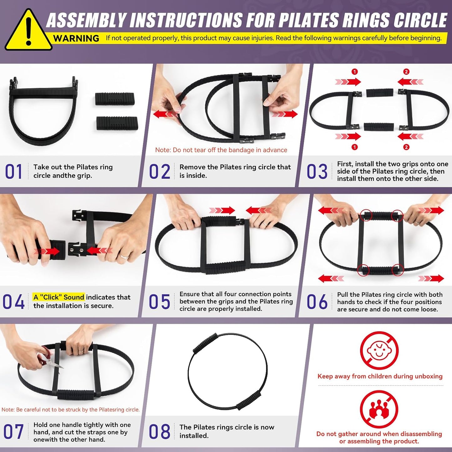 Krightlink Pilates Ring Circle, 14" Magic Circle Pilates Rings for Focusing on Toning Inner Thighs, Arms, and Core, Fitness Exercise Ring Workout Ring for Yoga and Pilates