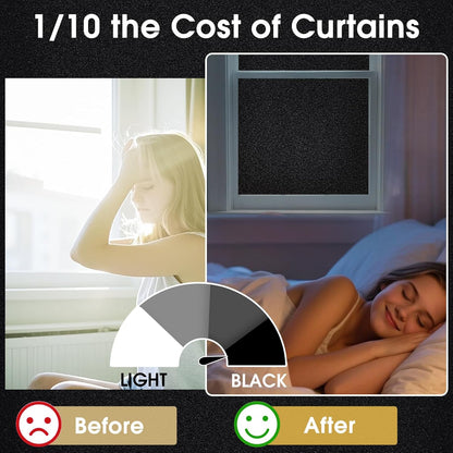 Coavas Blackout Window Film, 100% Light Blocking Privacy Window Film, No Glue Static Cling, Heat & UV Blocking, Removable Room Darkening Window Cover, Renter Friendly for Bedroom, 17.5x78.7Inch,Black