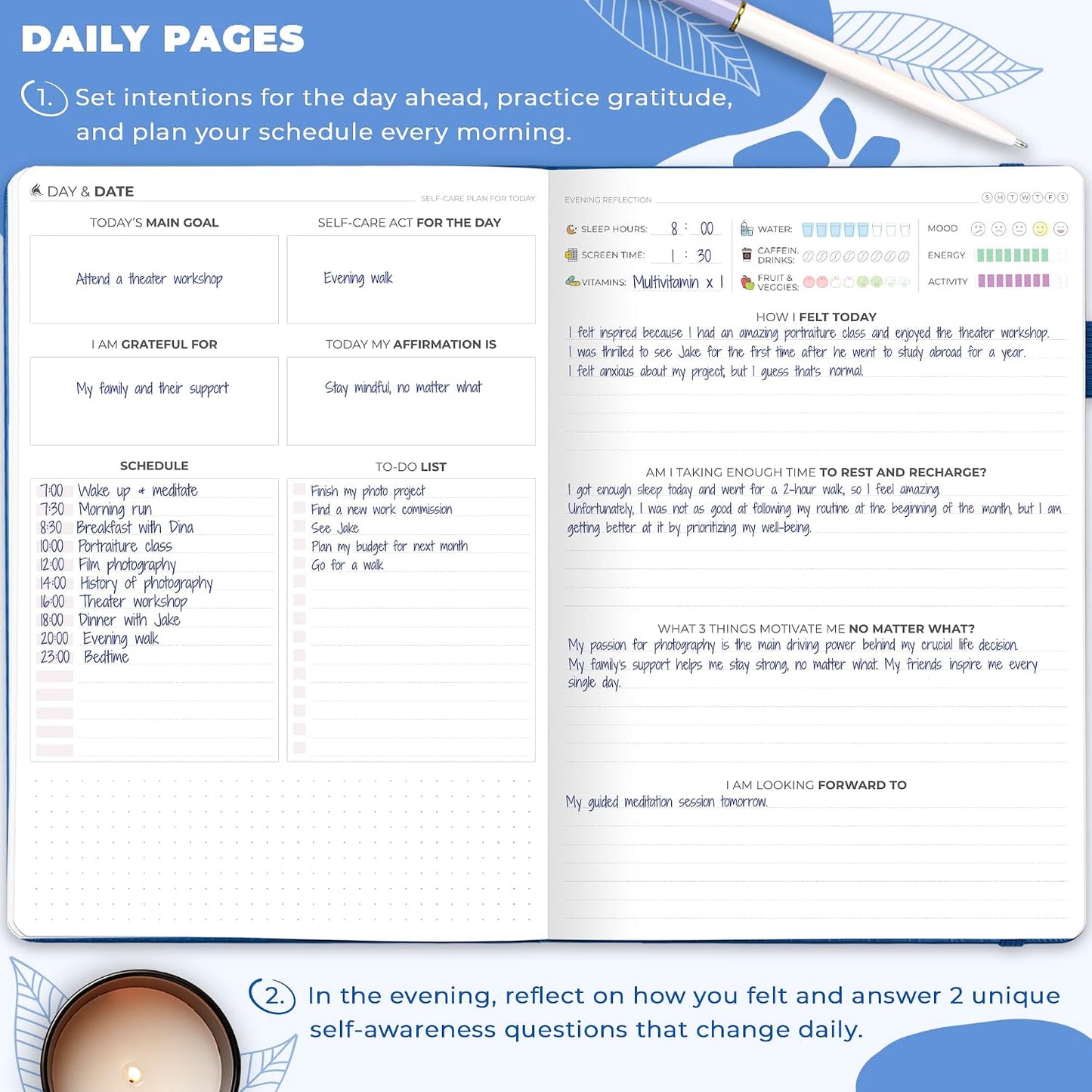Clever Fox Self-Care Journal – Daily Reflection Notebook – Mental Health & Personal Development Planner, Meditation & Mood Log, A5 (Aquamarine)