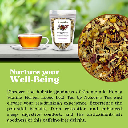 Nelson's Tea Chamomile Honey Vanilla Herbal Loose Leaf Tea, 1.1 oz