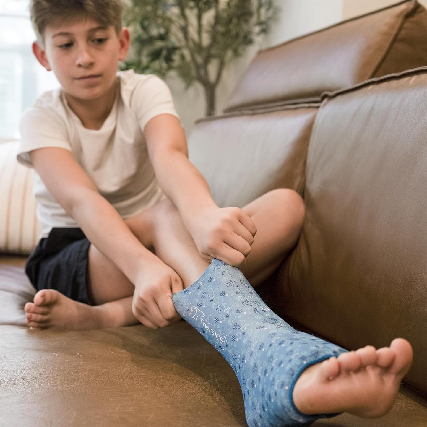 TheraICE Ankle Ice Pack Wrap for Swelling & Sprained Ankle Brace for Women Men, Cold Therapy Foot Heel Spur Support Compression Socks, Plantar Fasciitis & Achilles Tendonitis Sore Feet Pain Relief