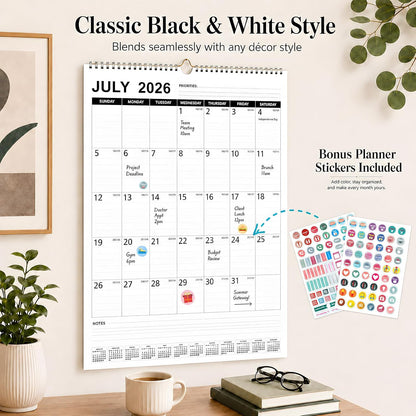 Large Wall Calendar 2026-2027, 18-Month Wall Calendar from July 2026 to December 2027, 15" x 22" 2026 Wall Calendar with Spacious Blocks, Julian Dates, Habit Tracker & Full-Year Reference for Home Office School Colorful