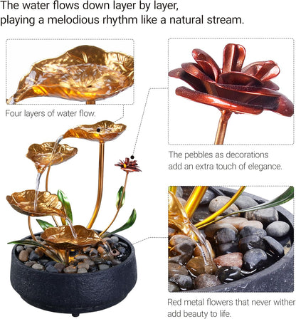 Tabletop Water Fountain – 3-Tier Rock Indoor Waterfall Fountain