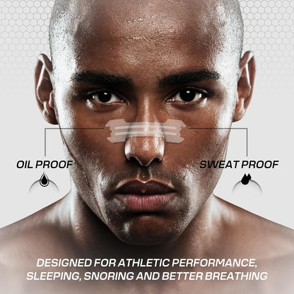 Performance Nose Strips for Breathing (60 Count) - Oil & Sweat Proof Adhesive - Athletic Nasal Strips for Snoring & Sleeping - Black, Wide, Universal Fit, Extra Strength Snoring Solution for Sleep
