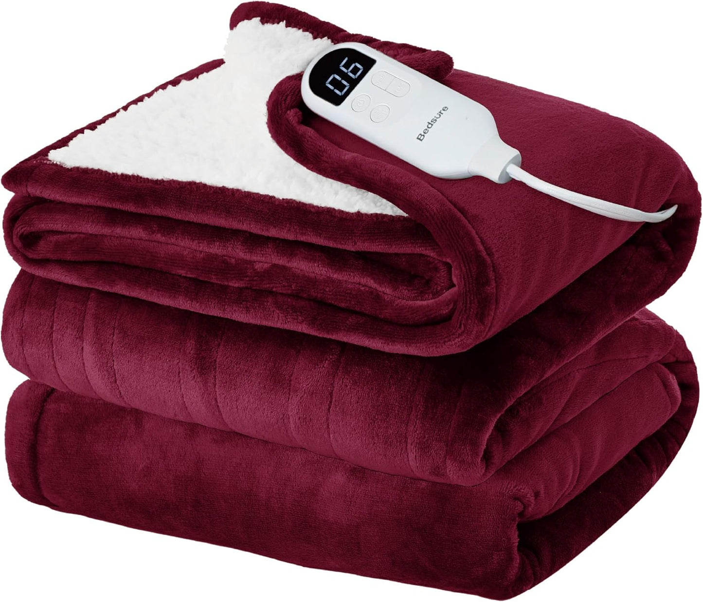 Bedsure Heated Blanket Throw Blanket with Preheat Function - Fast Heating Electric Blanket, Soft Flannel Throw with 6 Time Settings(Up to 10H), 6 Heating Settings, Gifts for Grandma (50"x60", Cream)