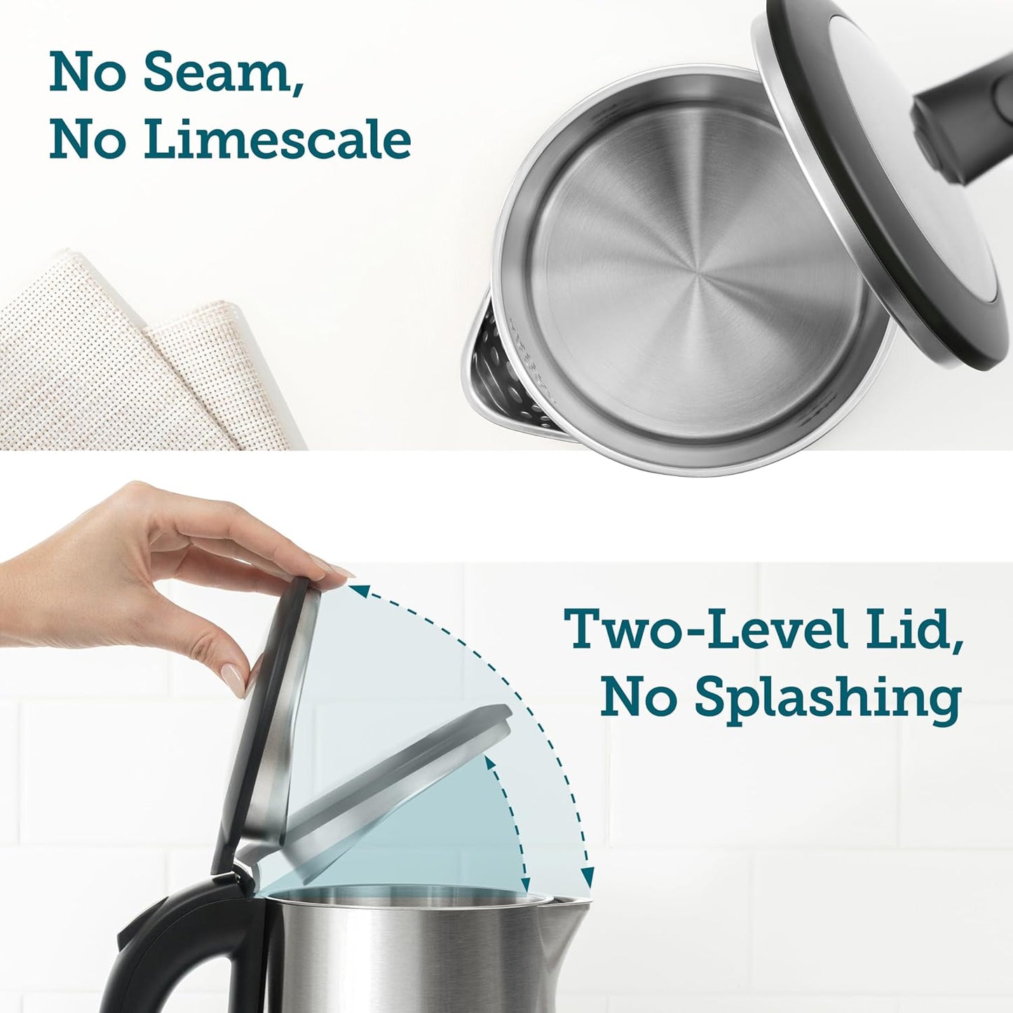 Cosori Electric Kettle, No Plastic Inner Lid, Filter & Spout, Stainless Steel Tea Kettle, Automatic Shut Off & Boil-Dry Protection, Durable Tea Kettle Boiler & Heater, 1.5L/1500W, Black