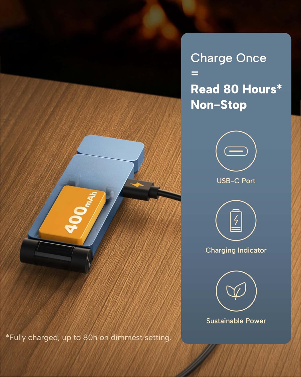 86lux Book Light, Rechargeable Clip-On LED Reading Light for Bed & Night Use - 3 Color Temperatures with Stepless Dimming, Ultralight Bookmark Design for Book Lovers, Grey