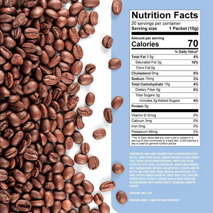 The Frozen Bean Vanilla Bean Frappe & Latte Instant Mix (10 Sticks), Made with Arabica Coffee, Double Shot Caffeine, Low Sugar & Premium Ingredients, Hot, Iced, or Blended Drinks