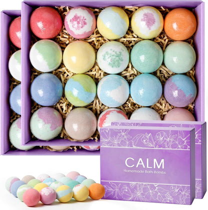 CalmNFiz 20PCS Bath Bombs for Women Presents Set Natural Wonderful Fizz Effect Bath Bomb with Shea Butter & Essential Oils, Bubble Bath Mothers Day Presents for Mom, Wife, Girlfriend