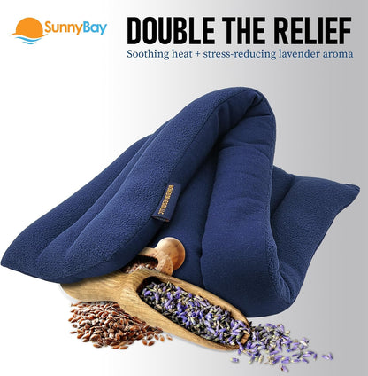 SunnyBay Lavender Microwave Heating Pad, 26" Long Microwavable Neck Wrap & Heat Pack for Moist Hot Therapy, Heated Neck Warmer for Neck, Shoulder & Back Pain Relief, Flaxseed Filling, 26x6, Purple