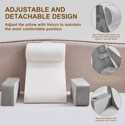Yojoker 6pcs Orthopedic Bed Wedge Pillow Set for Sleeping, Post Surgery Foam for Body, Back and Leg Pain Relief Comfortable & Adjustable Support Pillows-Anti Snoring, Heartburn