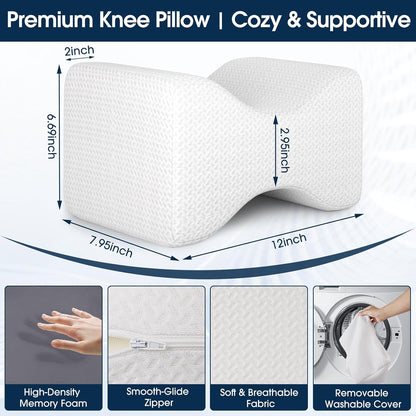BlissTrends Memory Foam Knee Pillow, Knee Pillow for Side Sleepers, Leg Pillows for Sleeping Blood Circulation, Elevation Pillow for Spine Aligning, Sciatica, Back, Hip, Knee, Ankle Pain, Grey