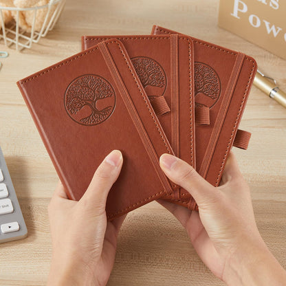 NIRMIRO (3 Pack) Pocket Notebook Small Journal with Pen, 3.7" x 5.7", A6 Mini Notebook for Women Men Work Writing, Hardcover Small Pocket Notepad with 100Gsm Premium Thick Lined Paper, Black Leather