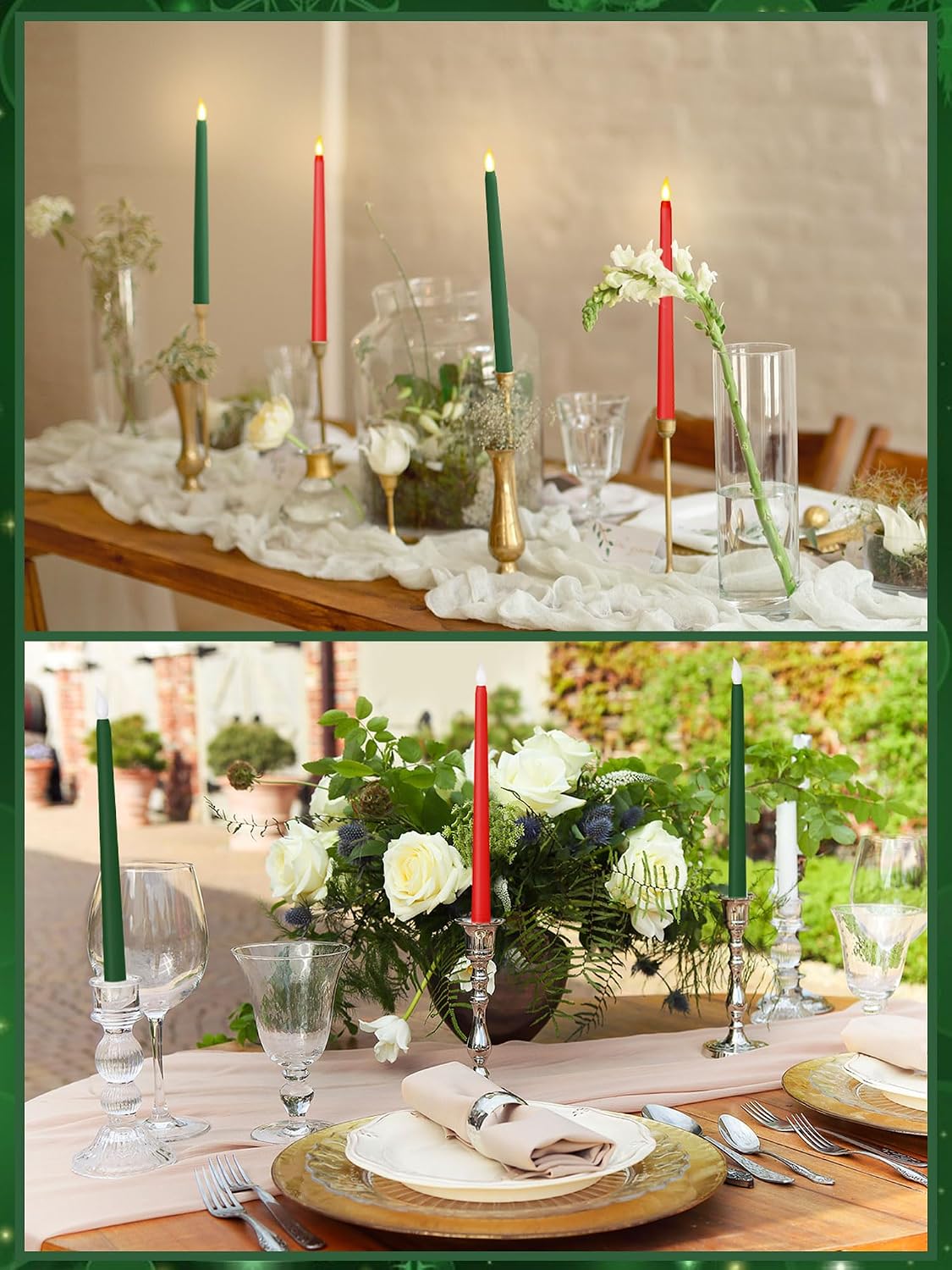 Treela 24 Pcs Flameless Taper Candles Battery Operated Bulk Fake Candles Light LED Candle Sticks Flickering Tapered for Easter Wedding Anniversary Decoration(Basic,11 Inch,Ivory)