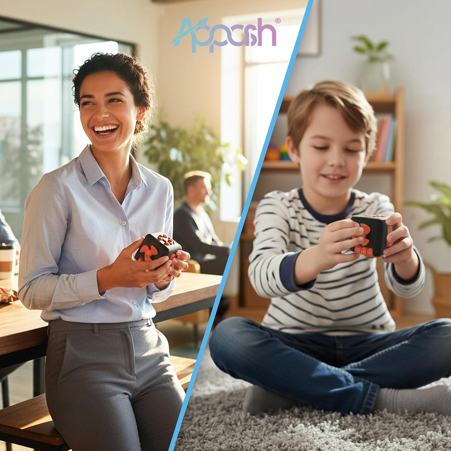 Fidget Cube - 9-in-1 Sensory Desk Toy ADHD Anxiety Relief [BlkRed] | Silent office desk toy, features ACU rollers, clickable fan, pen slider, bearing balls, ultimate focus decompression pack