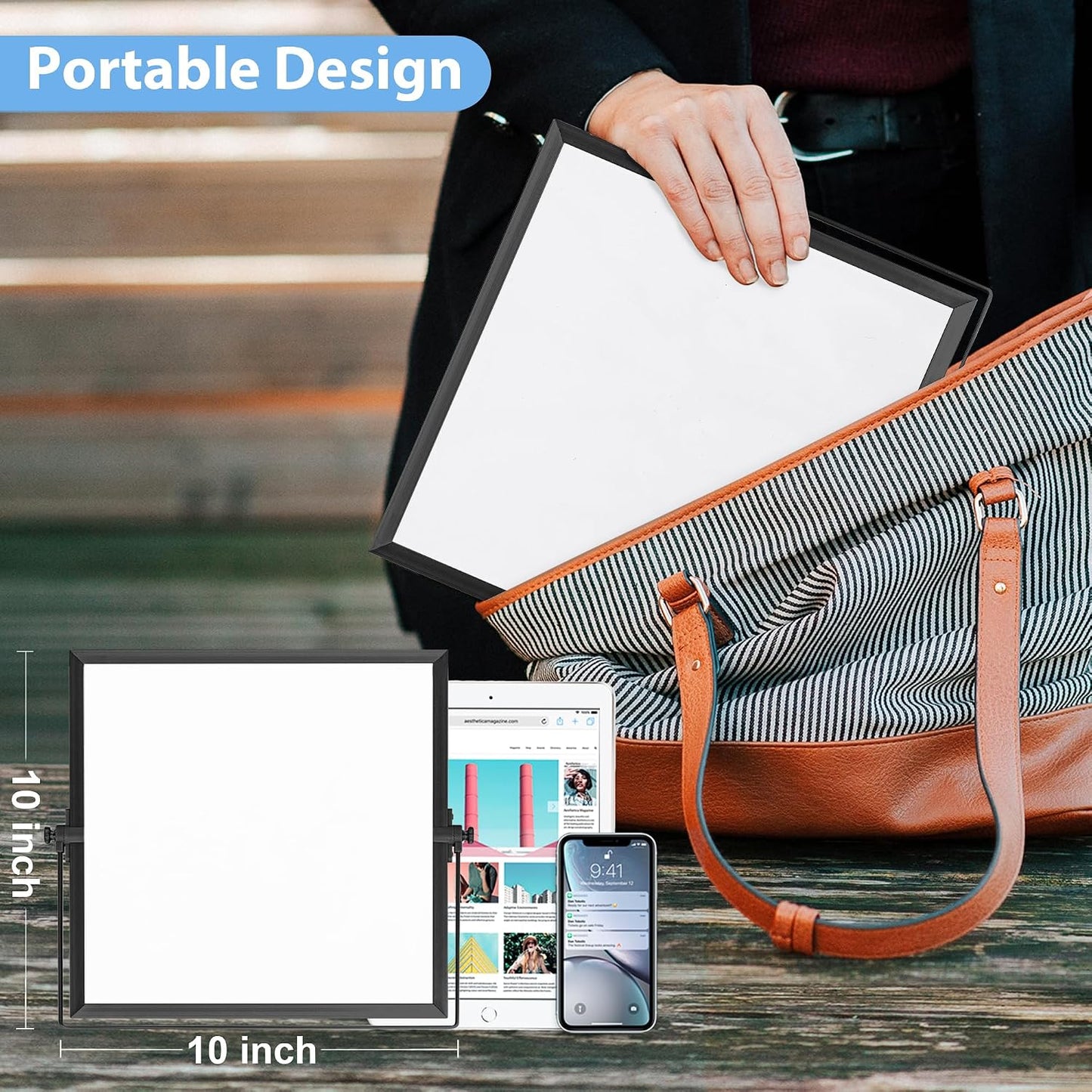 ARCOBIS Dry Erase White Board with Stand, 12" x 16" Weekly Double-Sided Desktop Whiteboard 10 Markers, 4 Magnets, 1 Eraser, Portable Magnetic Dry Erase Calendar for Planning, to Do List, Memo, School