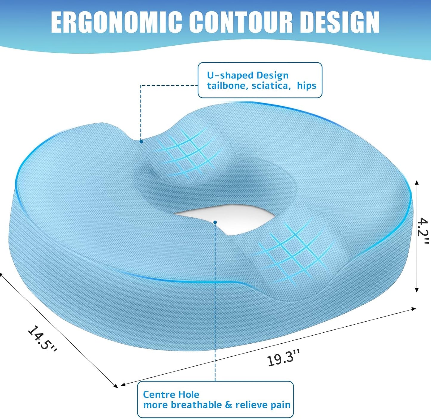 BlissTrends Donut Pillow Seat Cushion,Donut Chair Cushions for Postpartum Pregnancy & Hemorrhoids,Tailbone Pain Relief Cushion,Memory Foam Lifting Cushions for Office&Home Chairs (Black)