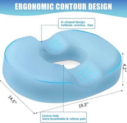 BlissTrends Donut Pillow Seat Cushion,Donut Chair Cushions for Postpartum Pregnancy & Hemorrhoids,Tailbone Pain Relief Cushion,Memory Foam Lifting Cushions for Office&Home Chairs (Black)