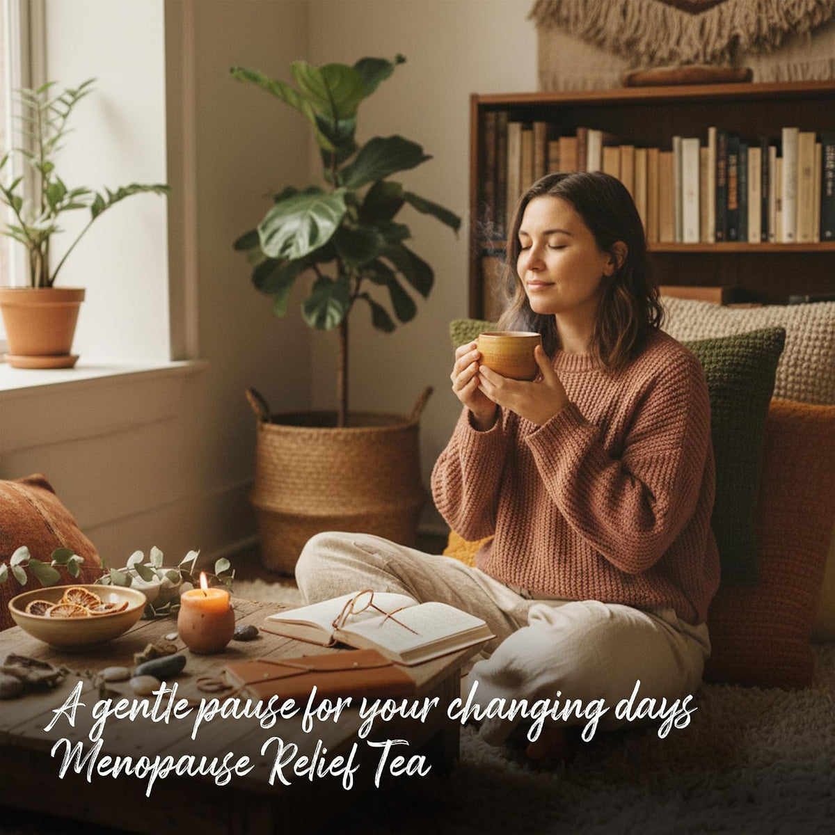 Puvi Care Menopause Tea, Dong Quai Tea for Hot Flash Relief, Herbal Tea bags Hormone BalancePassion Flower Tea Motherwort tea | Non-GMO, Sugar-Free, Gluten Free | Hot flash relief for women | 20 Bags