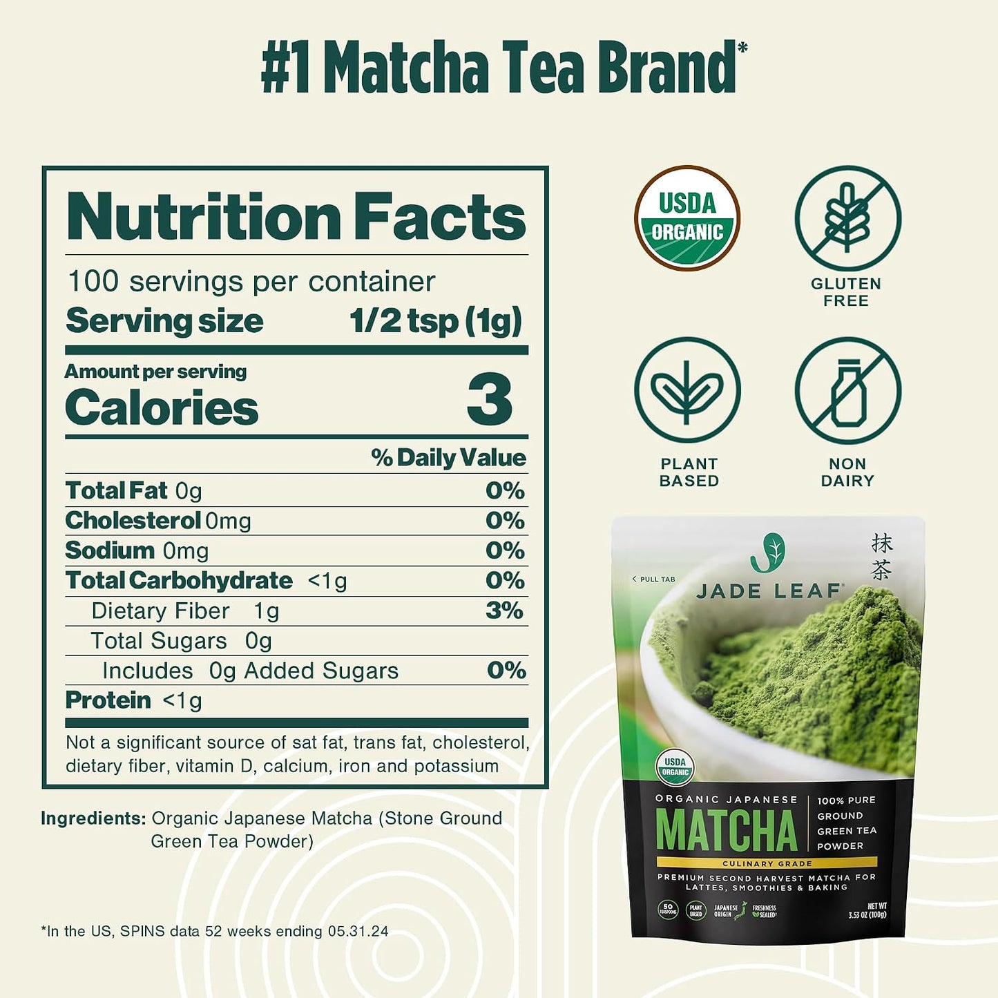 Jade Leaf Ceremonial Grade Matcha Powder, 30g / 1.06oz Tin