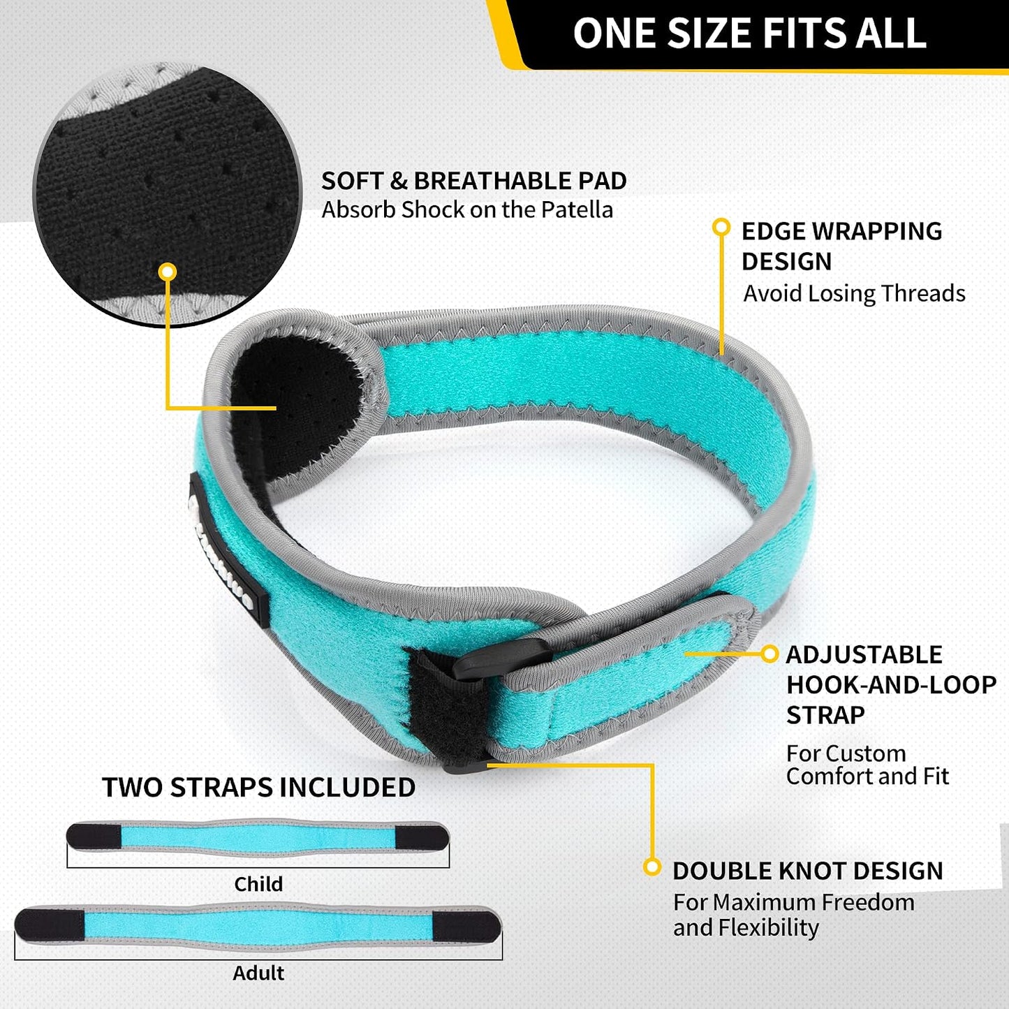 CAMBIVO 2 Pack Patella Tendon Knee Straps, Knee Brace for Women & Men with Extra Straps, Patella Bands for Pain Relief, Osgood Schlatter, Jumper’s Knee, Tendonitis, Running, Basketball, Volleyball