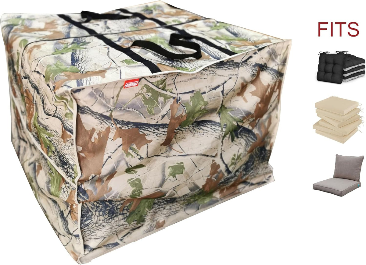 Outdoor Square Cushion/Cover Storage Bag, Protective Zippered Storage Bags with Handles, 32''L x 32''W x 24''H Black