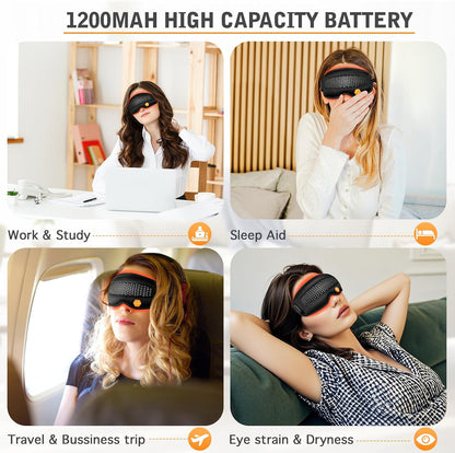 Cordless Heated Eye Mask - Removable Scent Pads, 1200mAh Rechargeable Heated Eye Masks for Dry Eyes,Cordless Eye Heating Pad for Stye Eye Treatment, Warm Compress for Eyes, Gifts for Men Women