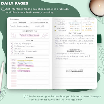 Clever Fox Self-Care Journal – Daily Reflection Notebook – Mental Health & Personal Development Planner, Meditation & Mood Log, A5 (Aquamarine)