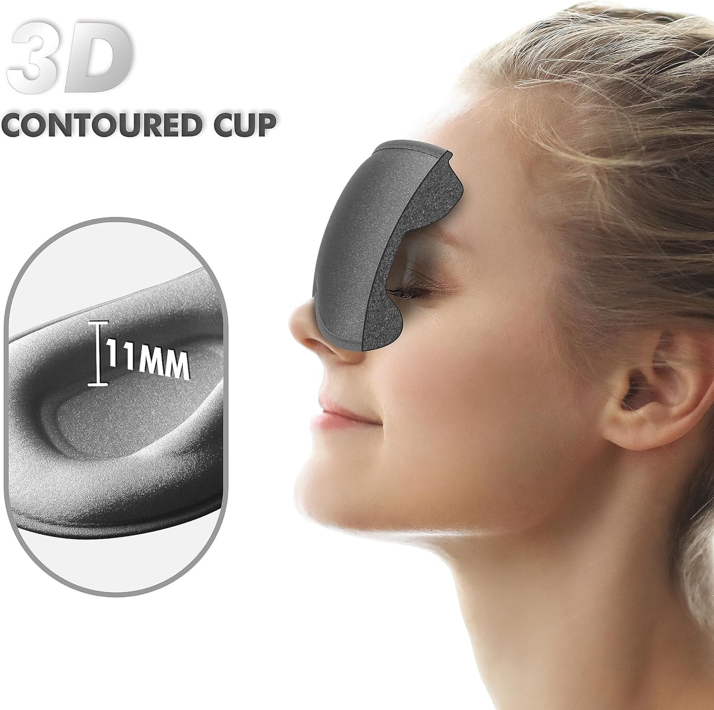 Sleep Eye Mask for Men Women, Lash Extensions 3D Sleeping Mask, Travel Blackout Night Blindfold Eye Shade Cover with Adjustable Strap (Black)