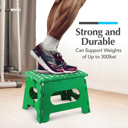 Handy Laundry Folding Step Stool - Sturdy Enough Collapsible Stool to Support Adults - Opens Easy with One Flip - Great for Kitchen, Bathroom or Bedroom (Black - 9 Inch)