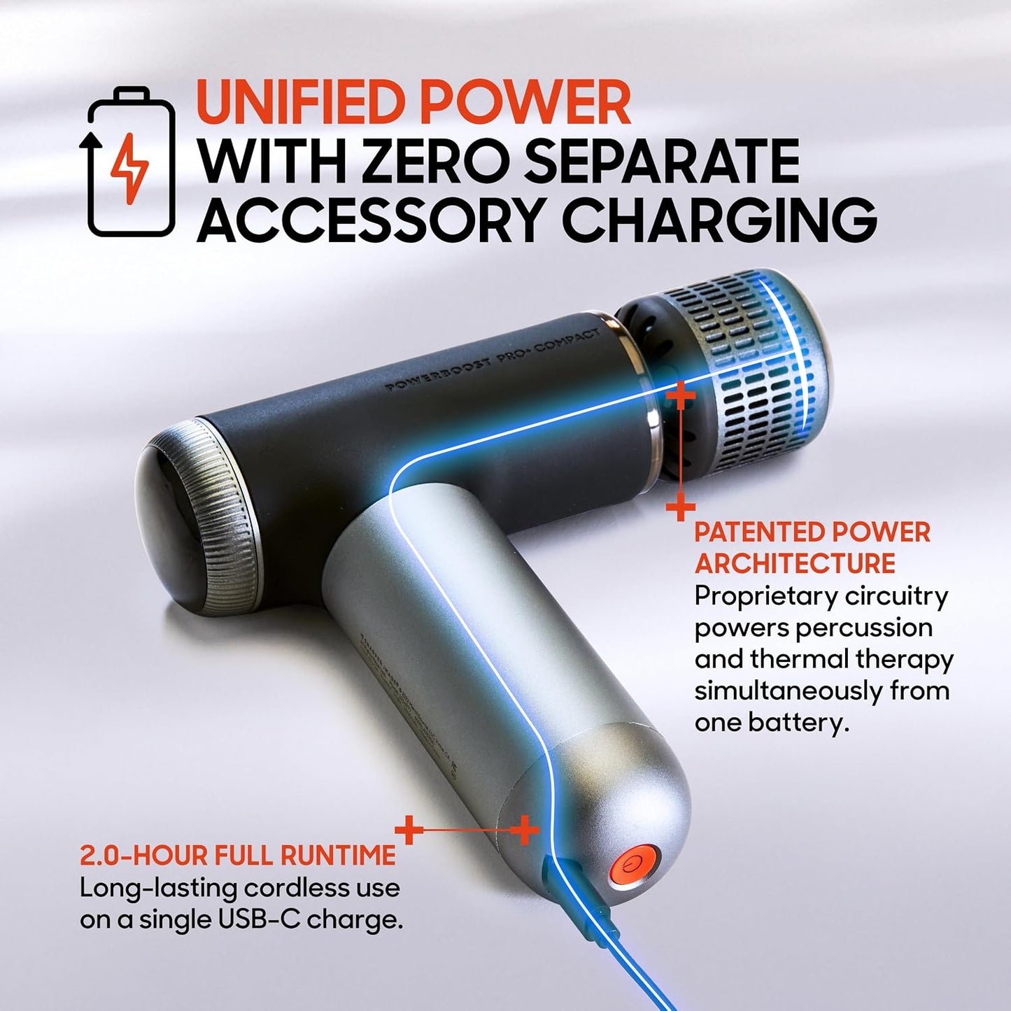 Sharper Image Powerboost Move - Mini Percussion Massage Gun| 4 Attachments, 4 Speeds, FSA Eligible| Full Body Back & Shoulder Massager| Deep Tissue Muscle Recovery| Portable Pain Relief Massage Tool
