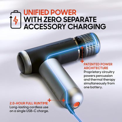 Sharper Image Powerboost Move - Mini Percussion Massage Gun| 4 Attachments, 4 Speeds, FSA Eligible| Full Body Back & Shoulder Massager| Deep Tissue Muscle Recovery| Portable Pain Relief Massage Tool