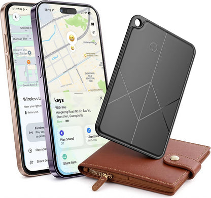 Wallet Tracker Card for iOS & Android - Ultra-Thin Credit Card Size Tracker Card, Works with Apple Find My & Google Find Hub, IP65 Waterproof & Wireless Charging for Wallet/Luggage/Passport