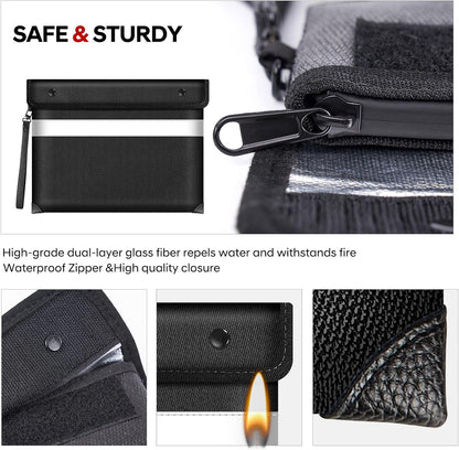 Fireproof Bag Dual Reflective Strips, Waterproof Zipper, 5200°F Heat
