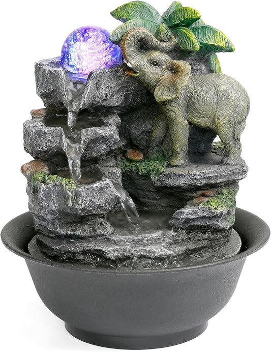 BEAMNOVA Indoor Water Fountains, Elephant Feng Shui with Spinning Ball