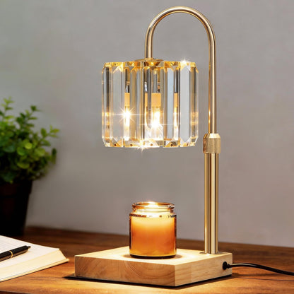 Yuichoy Candle Warmer Lamp with Timer, Dimmable Electric Candle Wamer Adjustable Height, Gifts for Women Mom, Glass Modern Candles Melter Lamp, Black