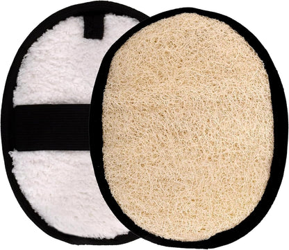 SERRENTO Loofah Body Scrubber Shower - Luffa Sponge 2PCS Black & White Set