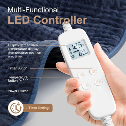 VAAGHANM Heating Pad: 33 x 17 inches Electric Heating Pad for Back -Extra Large Heat Pad for Shoulder/Neck/Knee/Arms - Upgraded 6 Timer & 6 Temperature Controller -Auto Shut Off- Gift for Mom