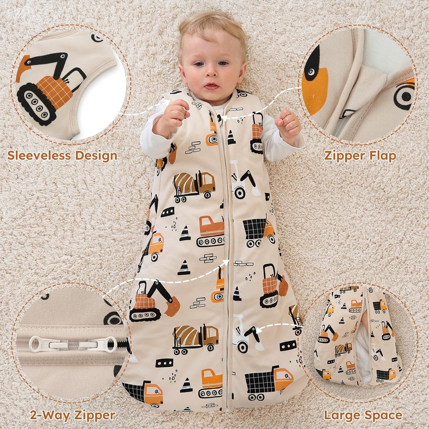 Yoofoss Baby Sleep Sack Baby Wearable Blanket 100% Cotton 2-Way Zipper Toddler Sleeping Sack