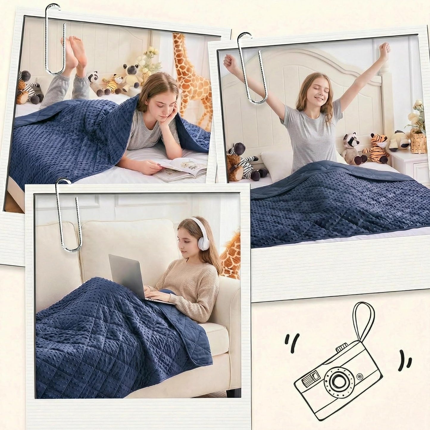 yescool Weighted Lap Pad 2 lb Blue Small Lap Blanket, Weighted Lap Blanket Cooling Heating Weighted Throw Blankets, Minky Blankets Gifts for Travel Outdoor Indoor, 20 * 30in