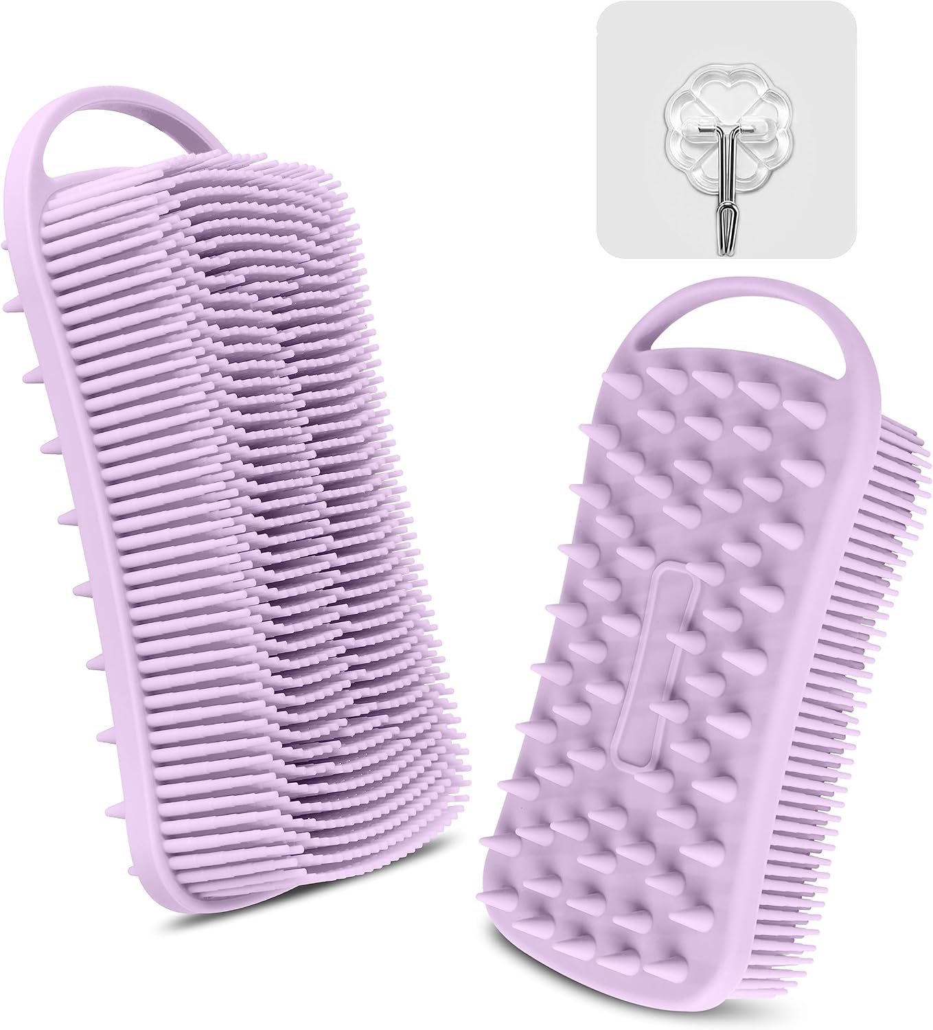 2PCS Silicone Body Scrubber, Loofah for Women, Gentle Exfoliating Shower Cleaner Bath Brush, Rubber Body Wash Deep Cleaning & Exfoliator & Massage, Travel-Friendly for Bathroom