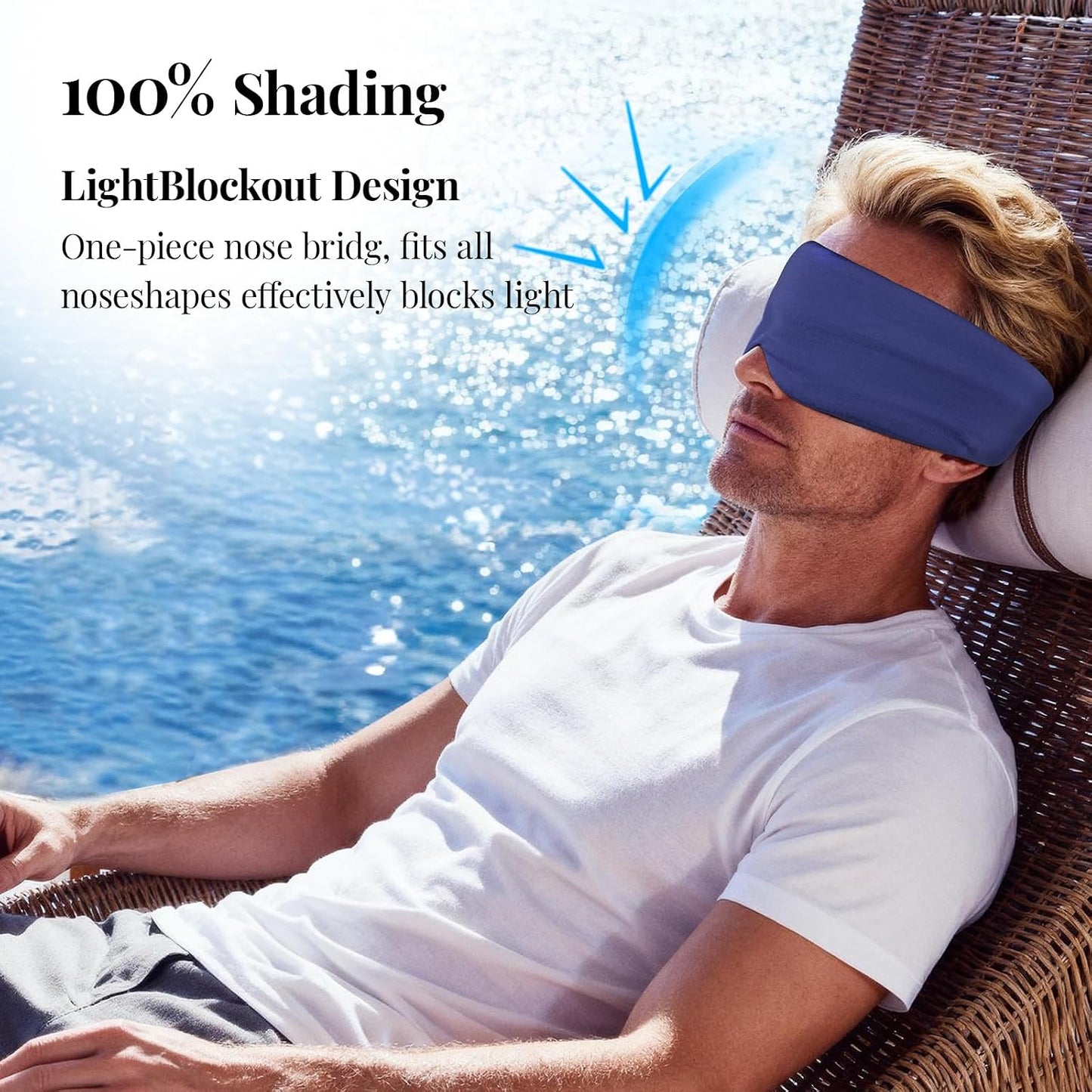 Cotton Sleep Eye Mask for Men Women, 100% Blocking Light Sleeping Mask for Side Sleeper, Soft Zero Pressure Cooling Blackout Eye Masks for Sleep, Eye Covers for Sleeping fits All Heads Adjustable