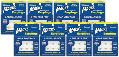Mack's Pillow Soft Silicone Earplugs - 6 Pair (Pack of 8), Value Pack – The Original Moldable Silicone Putty Ear Plugs for Sleeping, Snoring, Swimming, Travel, Concerts and Studying