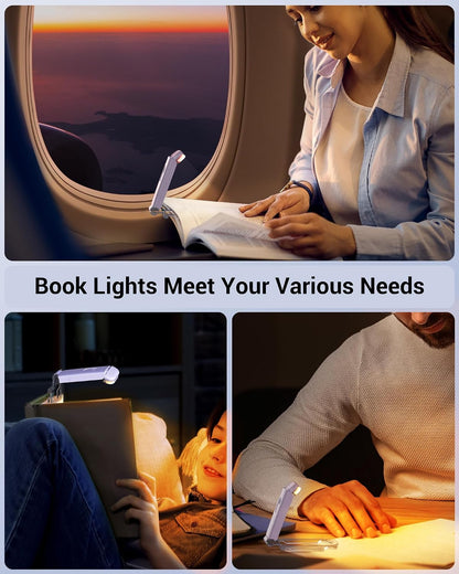 DEWENWILS Book Reading Light, USB Rechargeable Booklight for Reading at Night, LED Clip On Book Lights for Kids, Bookworms, Blue Light Blocking, Amber + Warm White (Green)
