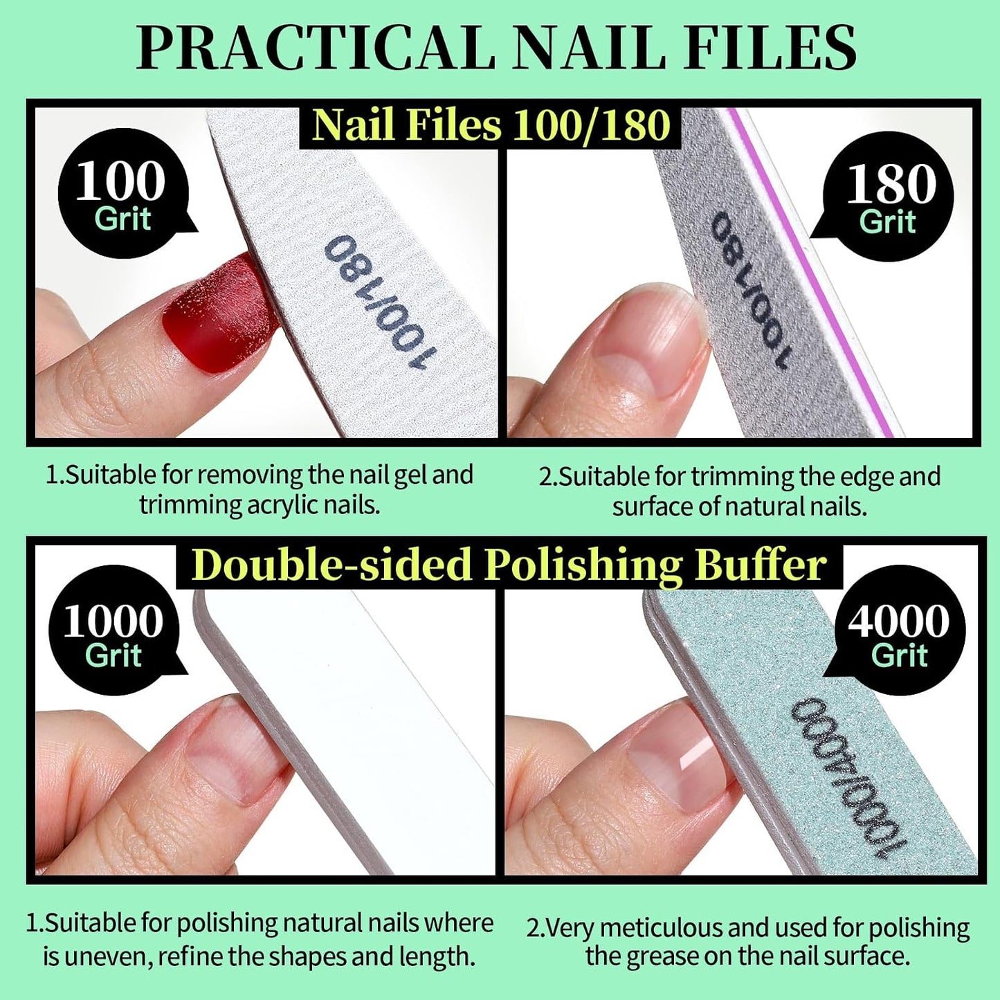 FANDAMEI Nail Care Kit, Nail Files 100/180, Nail Buffer Block, Cuticle Nippers, Cuticle Trimmer, Cuticle Pusher, Nail Tools, Nail Kit, Pedicure & Manicure Tools, Nail Prep Kit, Manicure Kit for Women