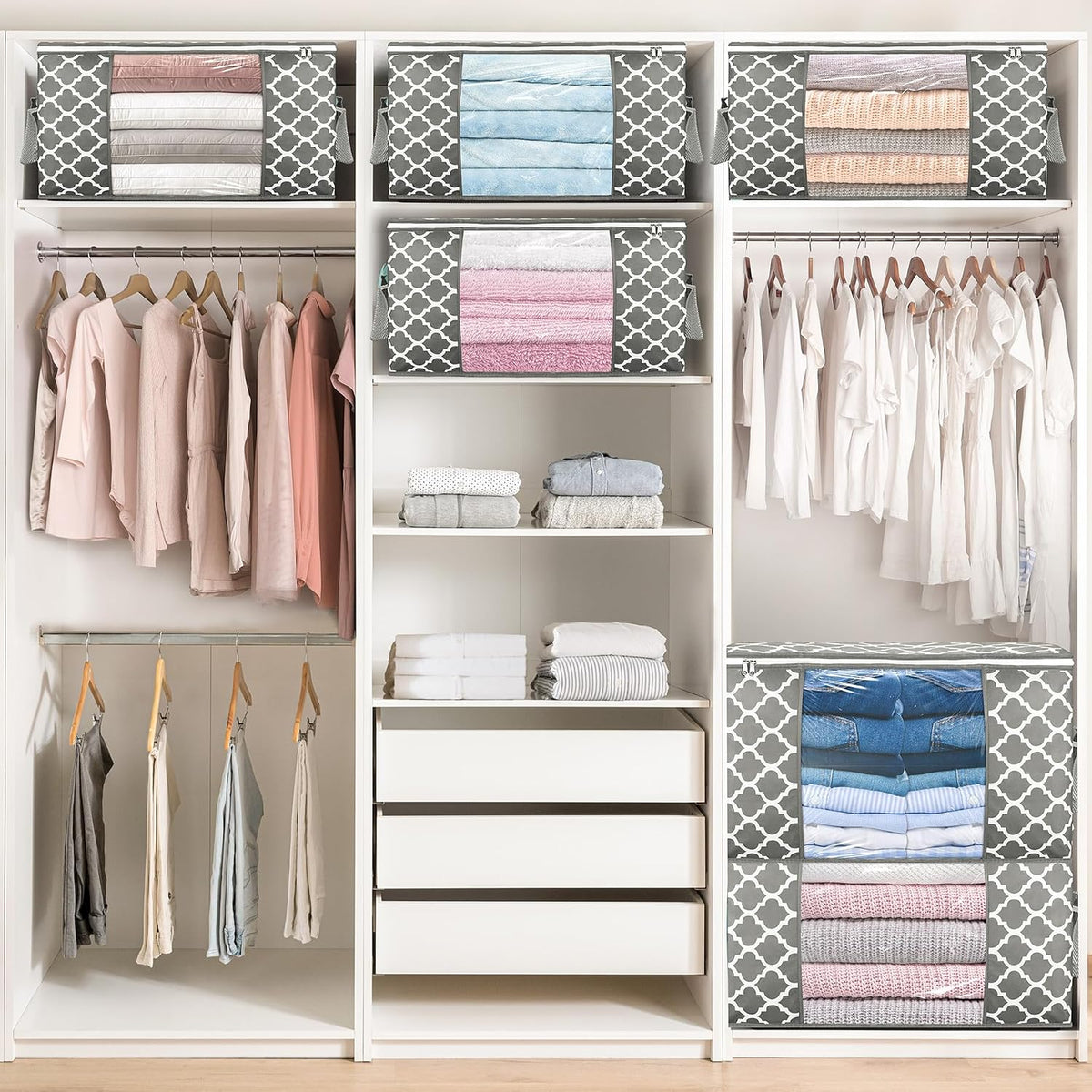 90L Large Storage Bags, Clothes Storage Bins Closet Organizers