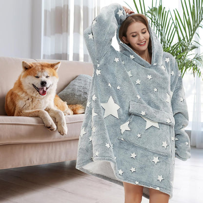 Fiosnow Sun and Moon Blanket Hoodies for Women and Men Adult Oversize Wearable Blanket Hoodies for Soft and Warm