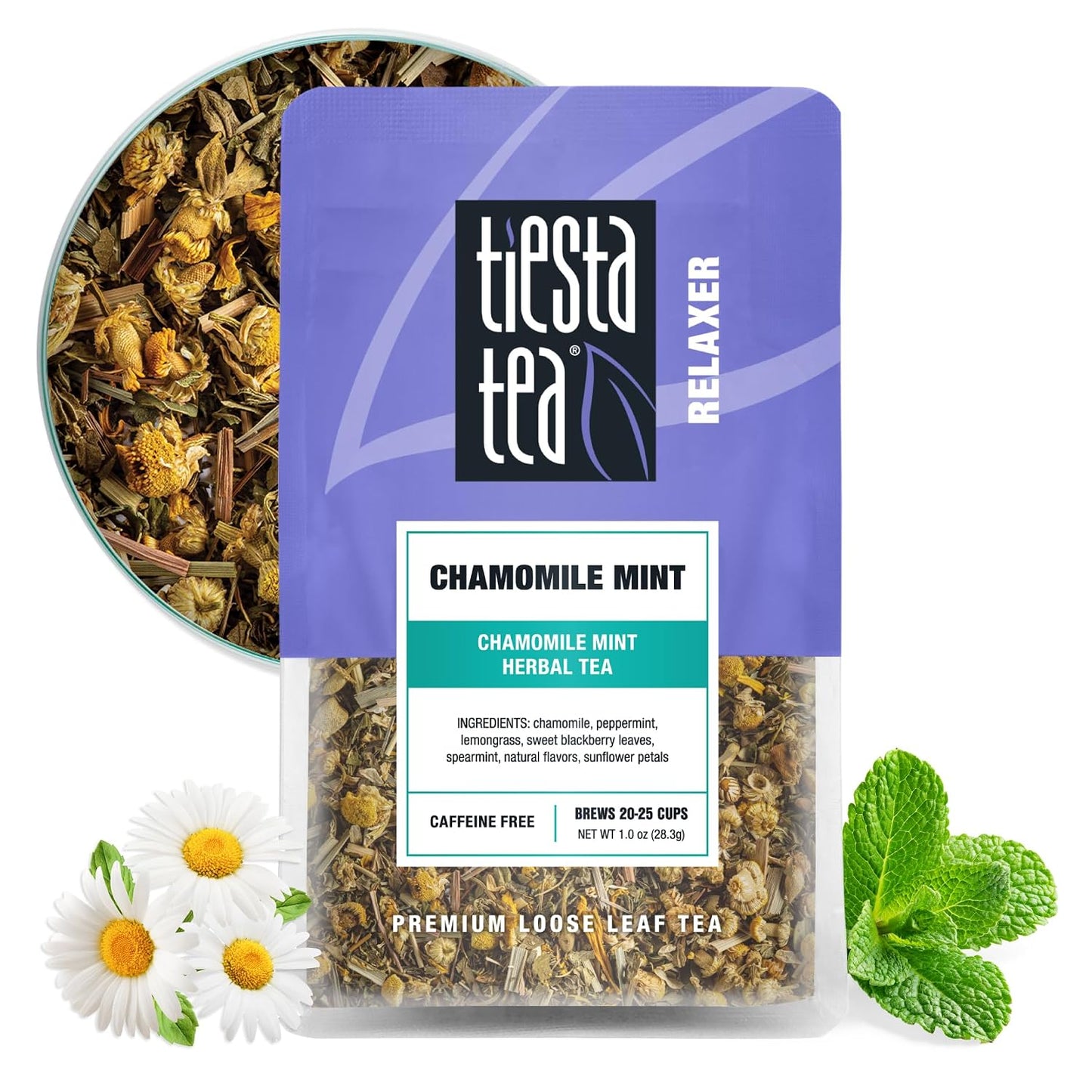 Tiesta Tea - Lavender Chamomile Herbal Tea, Loose Leaf, Calming Blend with Chamomile and Lavender, Caffeine-Free Herbal, Great for Hot or Iced Brews, Resealable Bulk Pouch, 200 Cups, 8 Ounce